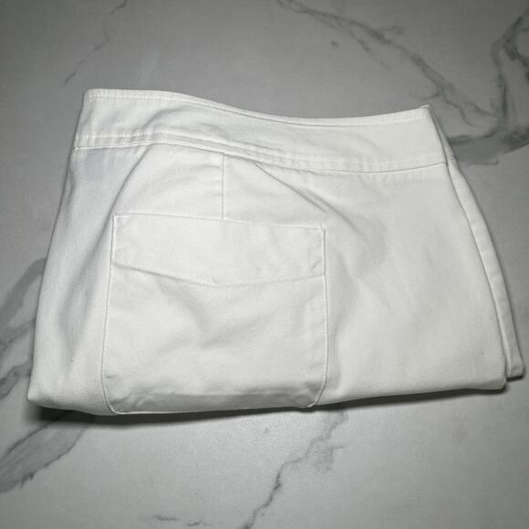 Talbots Classic Fit Straight Crop Leg Cotton White Pants 18W High Rise Stretch - Picture 9 of 9